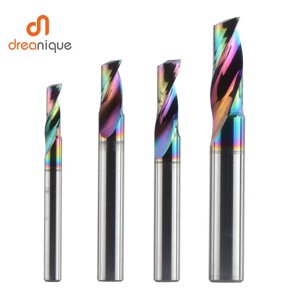 Dreanique-3.175 4 6 8mm CNC 싱글 플루트 솔리드 텅스텐 카바이드 합금 엔드밀