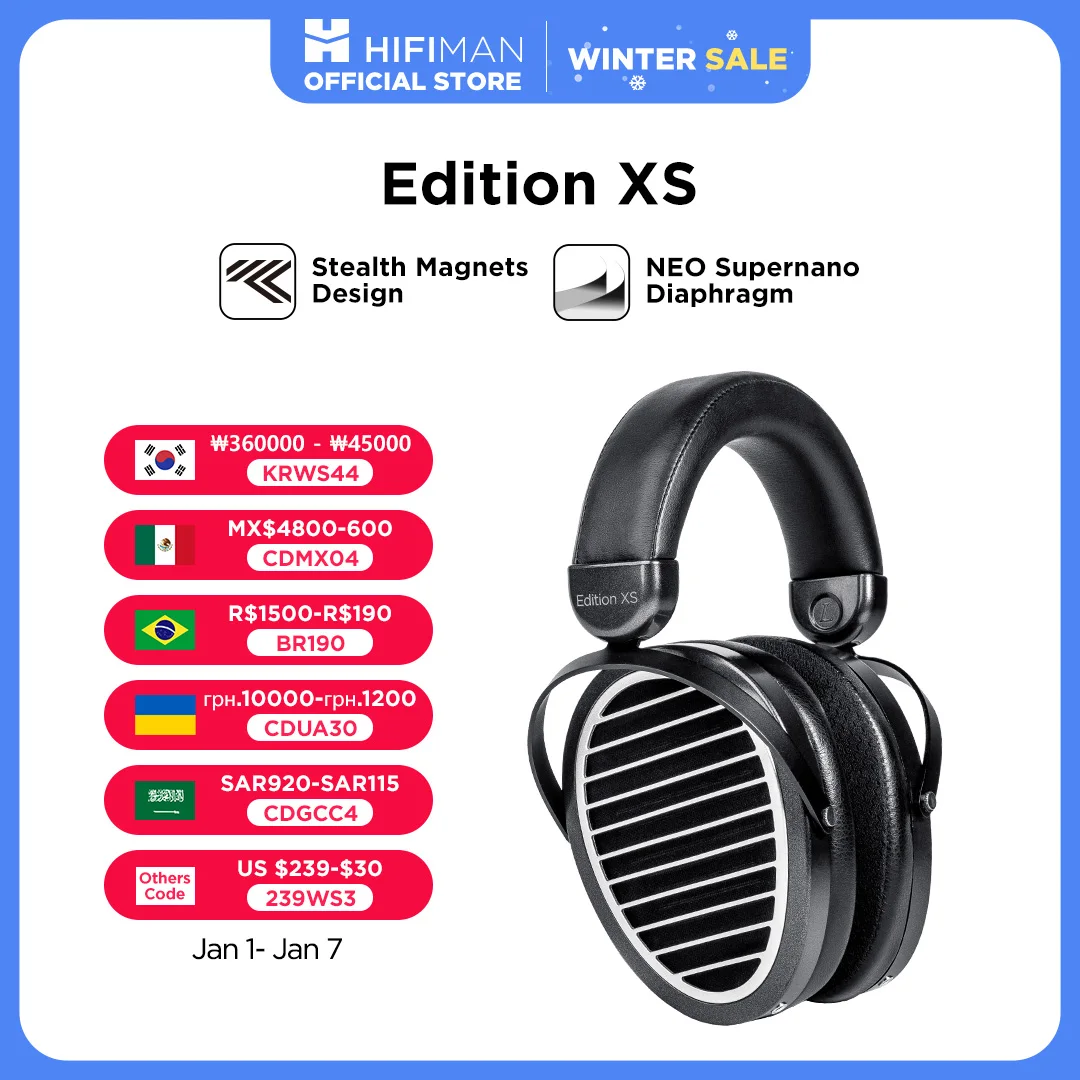 HIFIMAN Edition XS 스텔스 자석이있는 풀 사이즈 오버 이어 오픈 백 평면 마그네틱 하이파이 헤드폰 디자인 조절 가능한 헤드 밴드