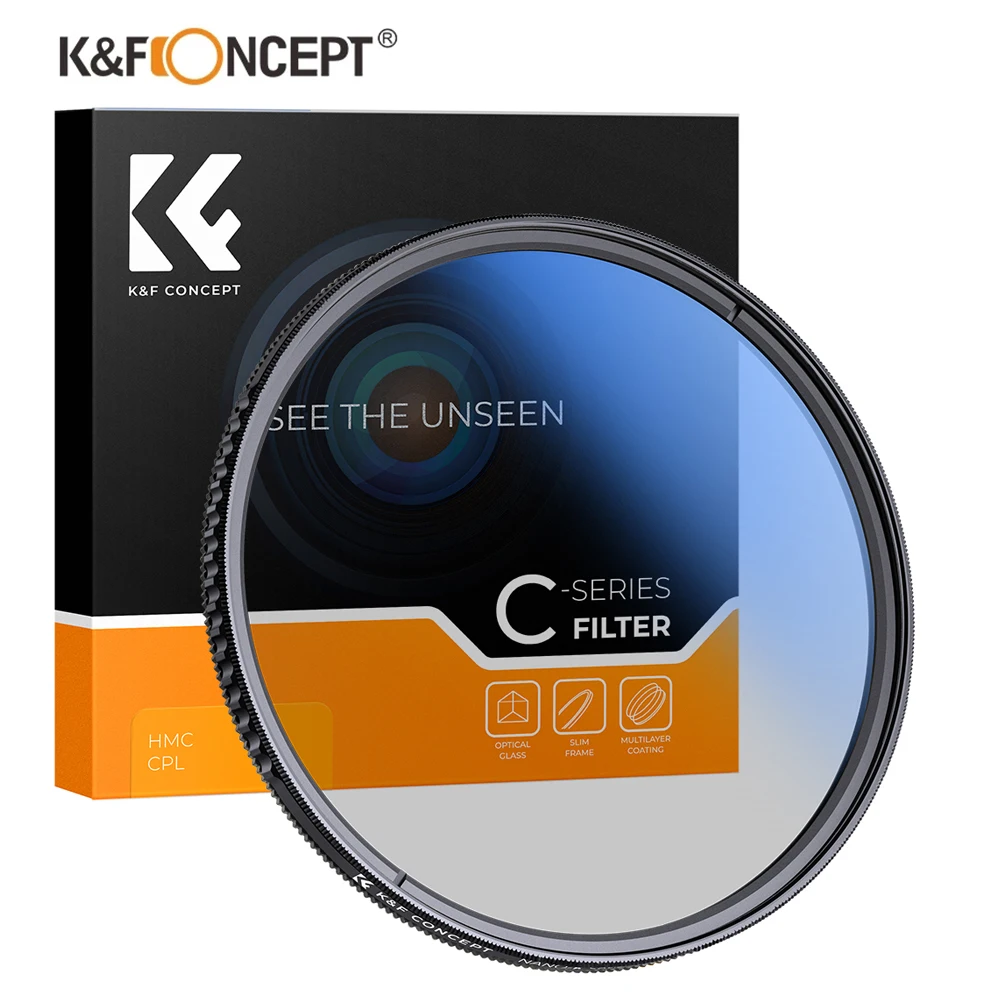 K & F Concept MC CPL 필터 울트라 슬림 광학 멀티 코팅 원형 편광 카메라 렌즈 필터 49mm 52mm 58mm 67mm 72mm 77mm