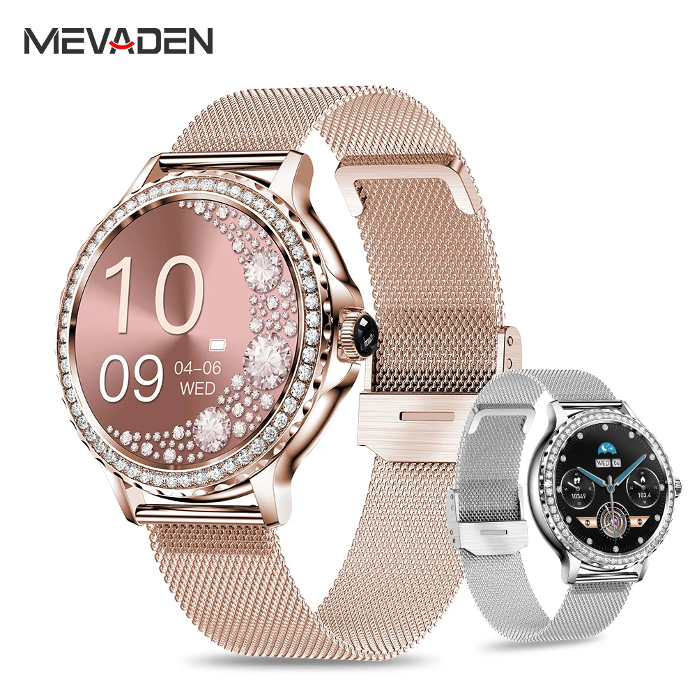 MEVADEN 로즈골드 스마트 워치 여성용 블루투스 통화