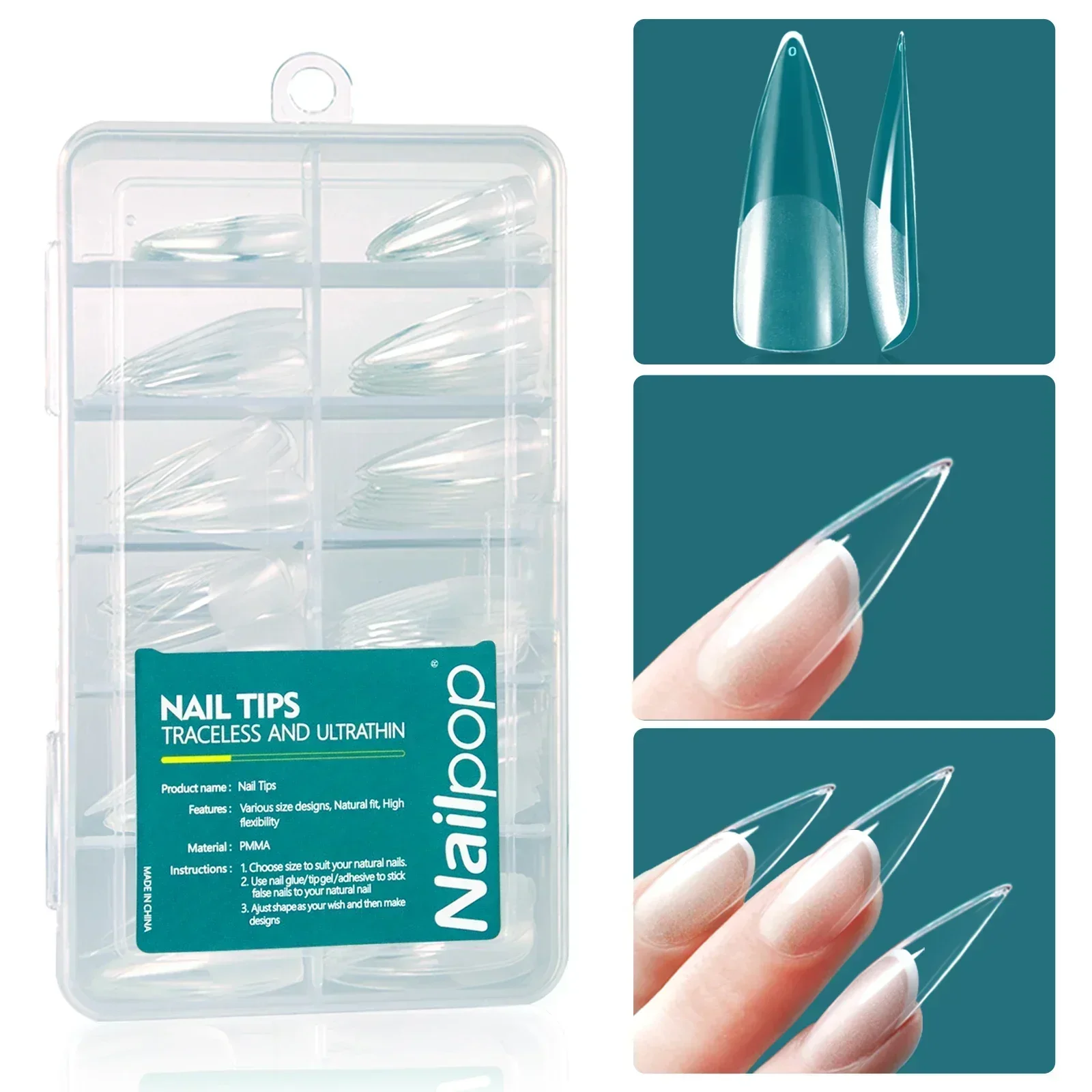 Nailpop 아크릴 손톱 가짜 캡슐