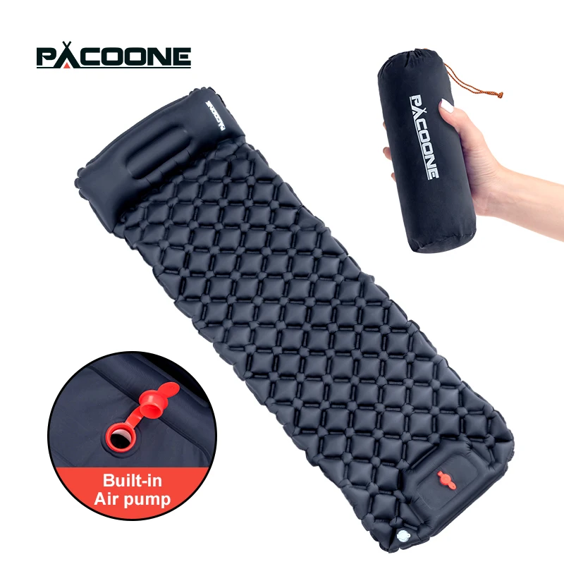 PACOONE 야외 캠핑 수면 패드 베개 포함 팽창식 매트리스