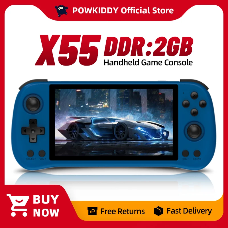 POWKIDDY X55 5.5 인치 1280*720 IPS 스크린 RK3566 휴대용 게임 콘솔