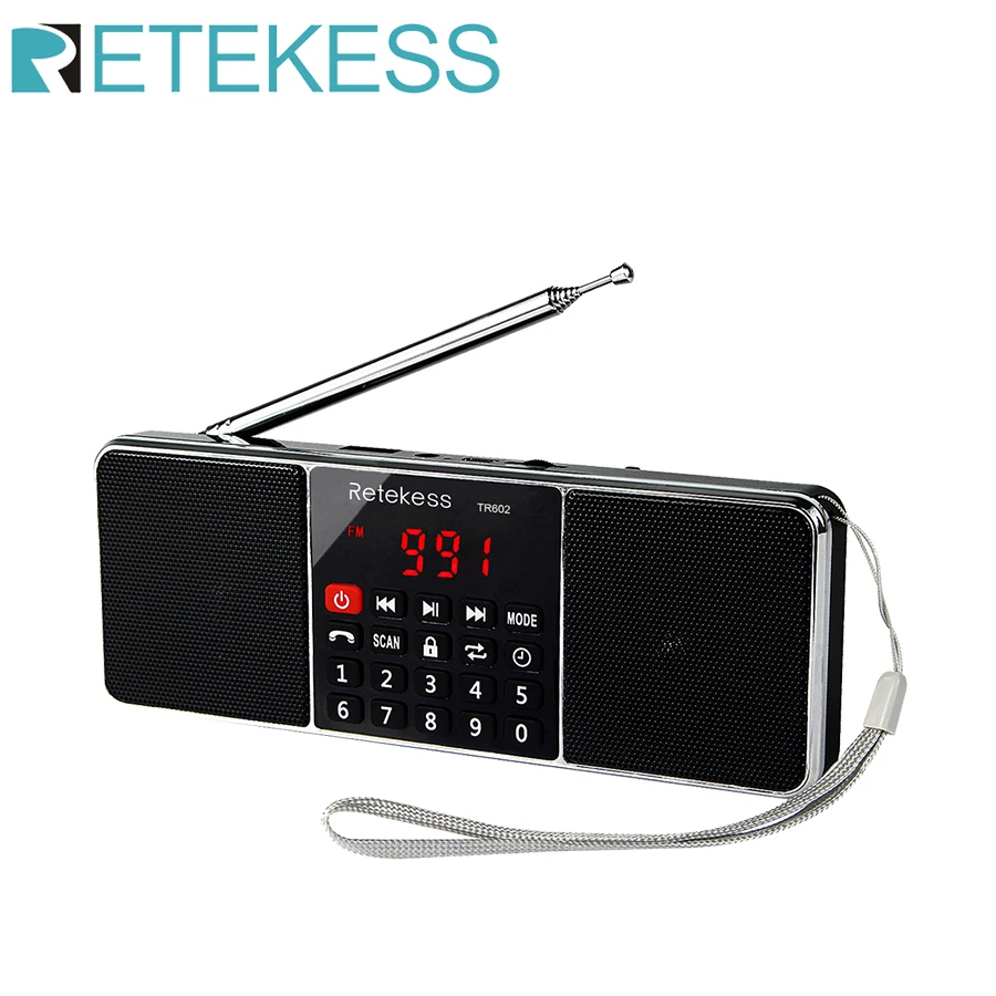 Retekess TR602 라디오 휴대용 fm radio 리시버블루투스 스피커 fm소형 라디오 스테레오충전식 건전지라디오mp3 player 핸즈프리 지원 TF/SD 카드 취침 타이머 LED 디스플레이