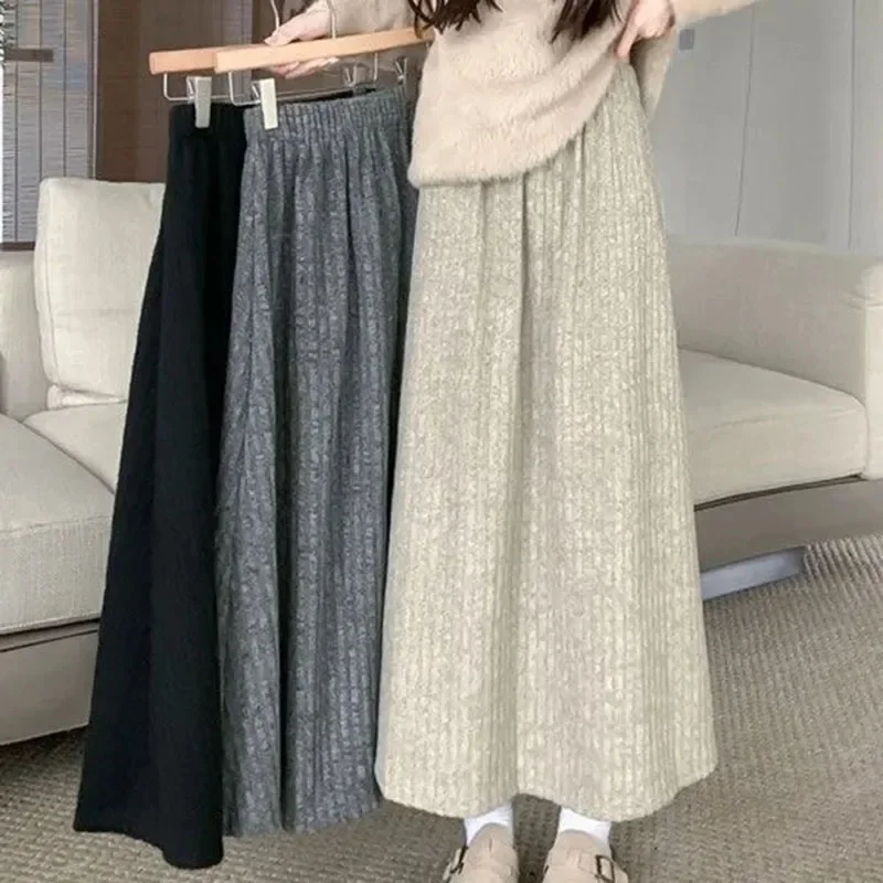 Smvp 2024 두꺼운 플러시 A 라인 스커트