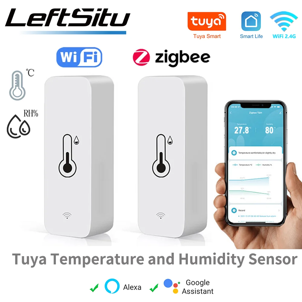 Tuya WiFi 스마트 온도 습도 센서 실내 습도계 컨트롤러 모니터링 스마트 스피커 Alexa Google Home
