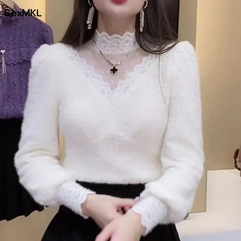 여성용 레이스 상의 블라우스