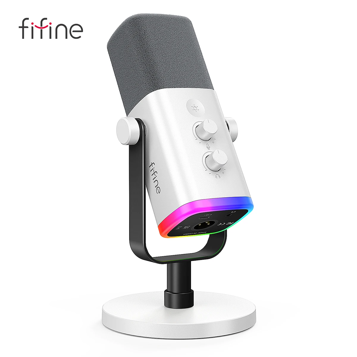 FIFINE XLR/USB 다이나믹 마이크헤드폰 잭/RGB/음소거 포함