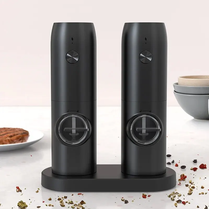 충전식 USB 전기 자동 소금 및 후추 연마기 세트