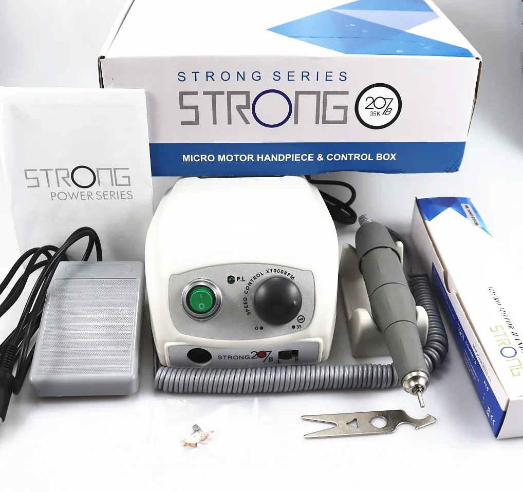 STRONG 210/207B 65w 50000RPM 네일 드릴 STRONG PRO 105LN 매니큐어 기계 네일 페디큐어 네일 아트 드릴 머신 연마용