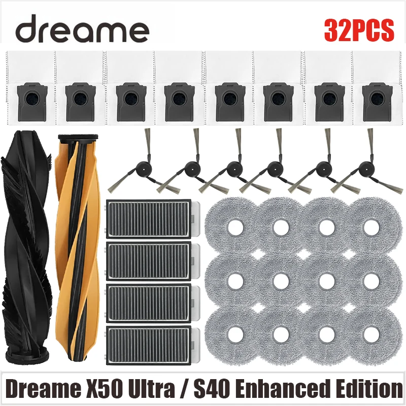 Dreame X50 Ultra S40 Enhanced Edition 진공 부품 메인 롤러 사이드 브러시 헤파 필터 걸레 천 먼지 봉투