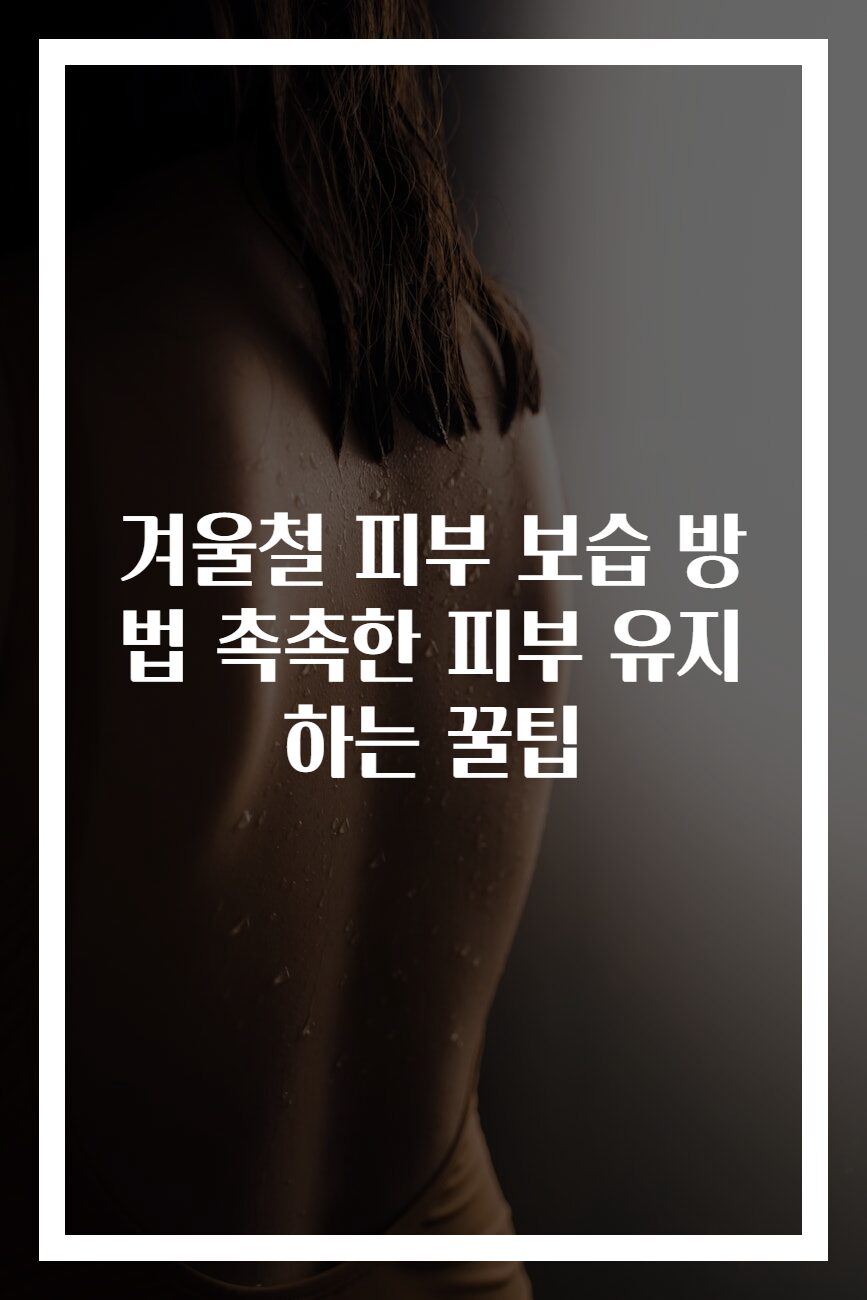 겨울철 피부 보습 방법 촉촉한 피부 유지하는 꿀팁