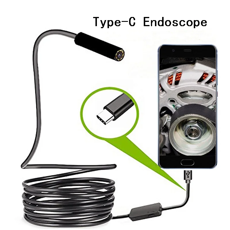 타입 c 내시경 5.5mm 내시경 카메라 1-2M 안드로이드 전화 용 Boroscope 480P 가정용 전기 기사 검사 파이프 하수도 장비