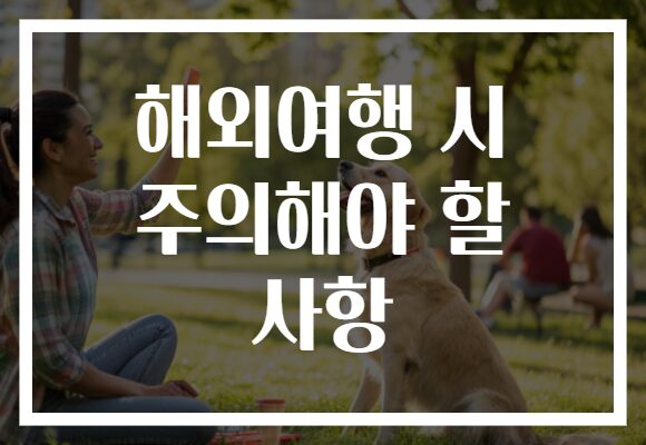 해외여행 시 주의해야 할 사항