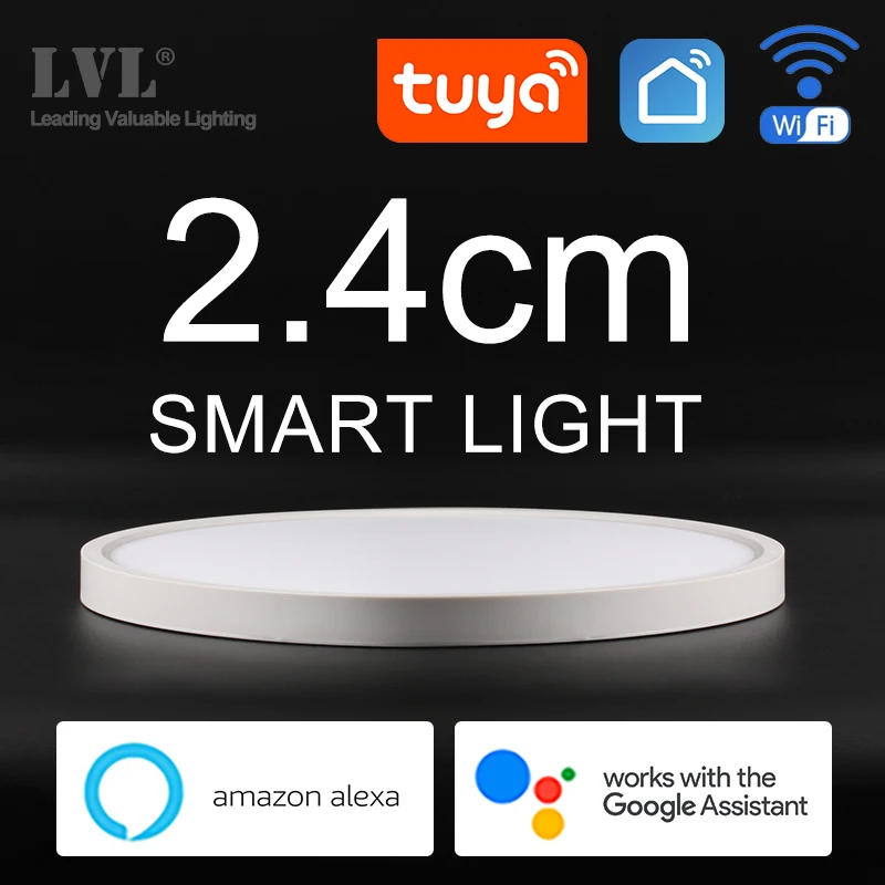 현대 LED 스마트 천장 조명 Dimmable 홈 Lighing WiFi Tuya App AI 음성 제어 초박형 표면 장착 천장 조명