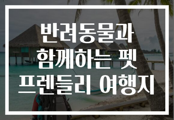 반려동물과 함께하는 펫 프렌들리 여행지