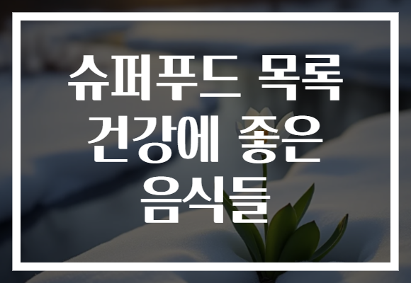 슈퍼푸드 목록 건강에 좋은 음식들