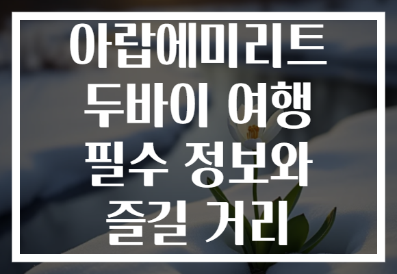 아랍에미리트 두바이 여행 필수 정보와 즐길 거리