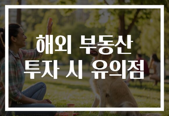해외 부동산 투자 시 유의점