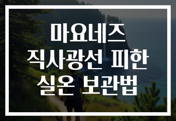 마요네즈 직사광선 피한 실온 보관법