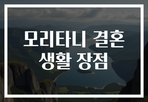 모리타니 결혼 생활 장점
