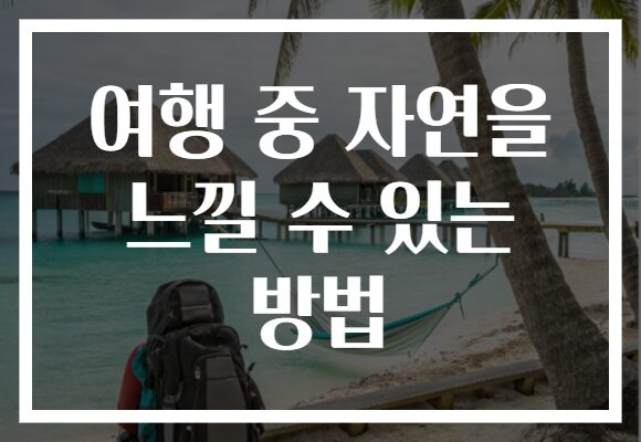 여행 중 자연을 느낄 수 있는 방법