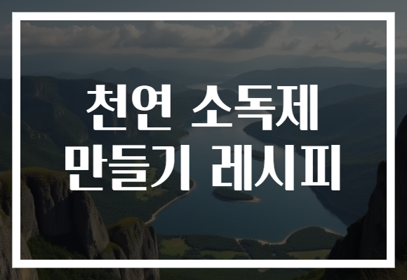 천연 소독제 만들기 레시피
