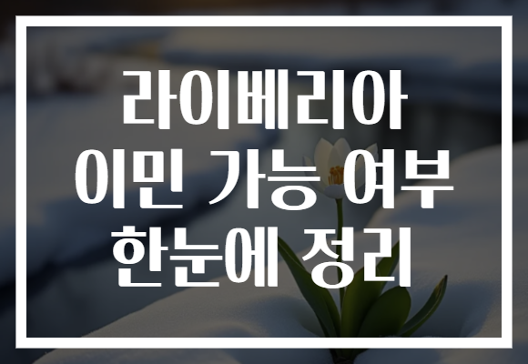 라이베리아 이민 가능 여부 한눈에 정리