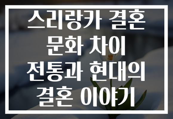 스리랑카 결혼 문화 차이 전통과 현대의 결혼 이야기