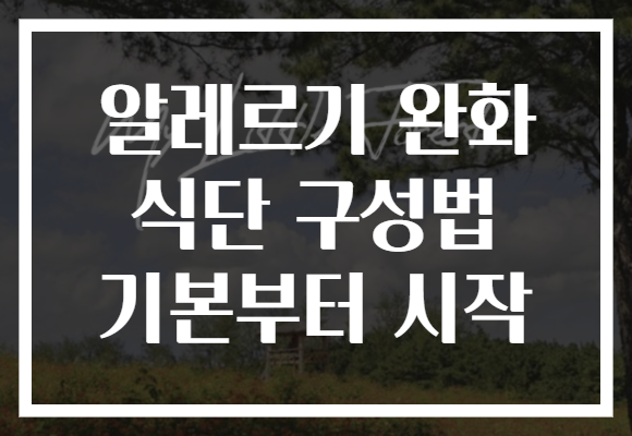 알레르기 완화 식단 구성법 기본부터 시작
