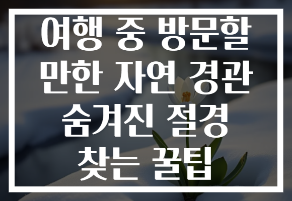 여행 중 방문할 만한 자연 경관 숨겨진 절경 찾는 꿀팁