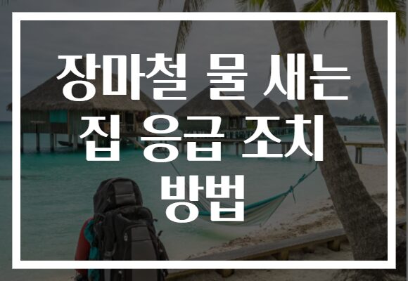 장마철 물 새는 집 응급 조치 방법