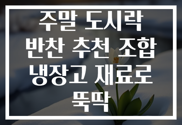 주말 도시락 반찬 추천 조합 냉장고 재료로 뚝딱