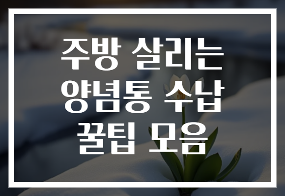 주방 살리는 양념통 수납 꿀팁 모음