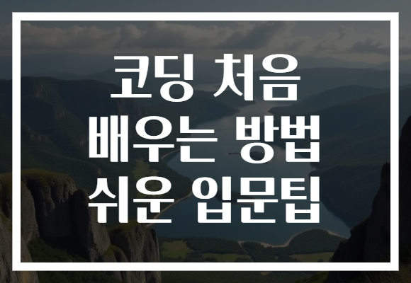 코딩 처음 배우는 방법 쉬운 입문팁