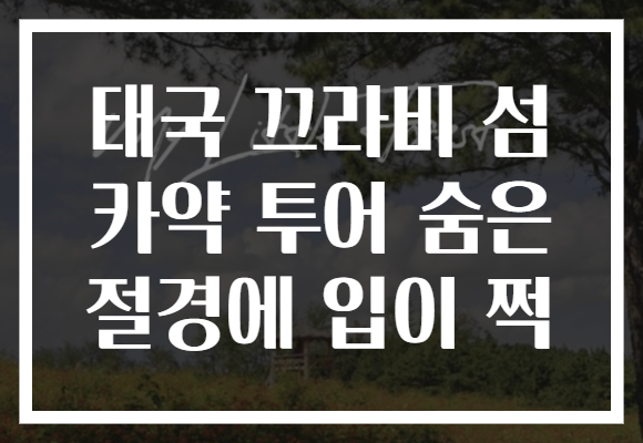 태국 끄라비 섬 카약 투어 숨은 절경에 입이 쩍