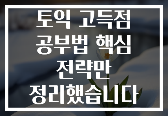 토익 고득점 공부법 핵심 전략만 정리했습니다