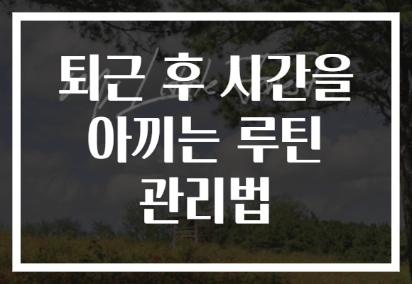 퇴근 후 시간을 아끼는 루틴 관리법