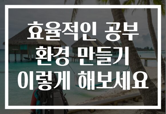효율적인 공부 환경 만들기 이렇게 해보세요