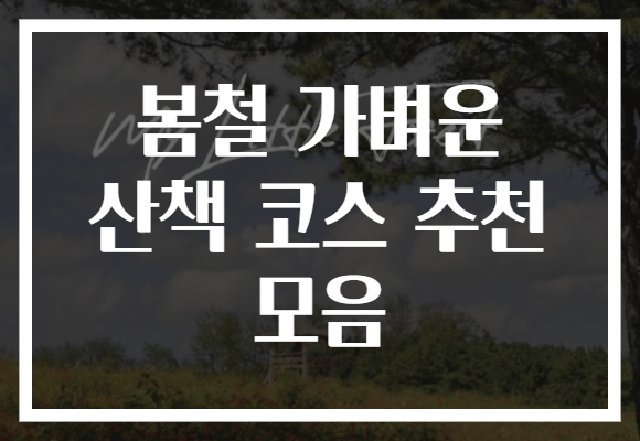 봄철 가벼운 산책 코스 추천 모음