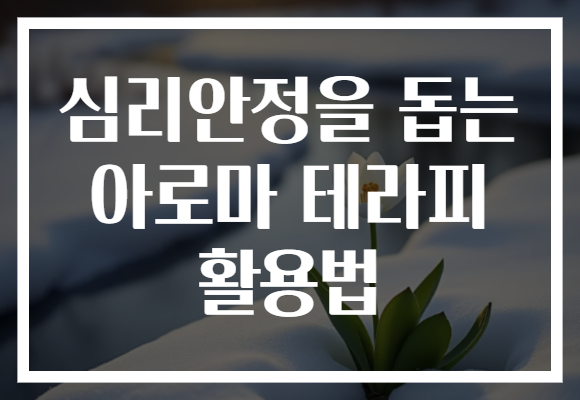 심리안정을 돕는 아로마 테라피 활용법