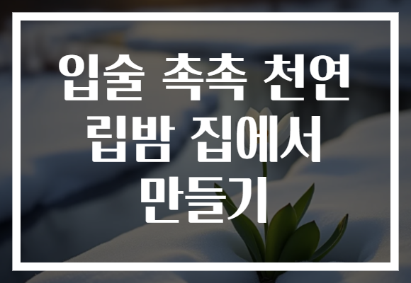 입술 촉촉 천연 립밤 집에서 만들기