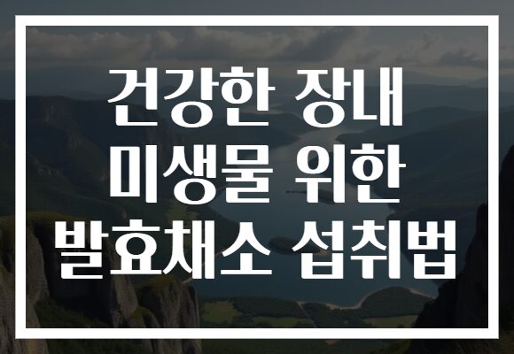건강한 장내 미생물 위한 발효채소 섭취법