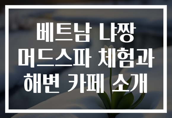 베트남 냐짱 머드스파 체험과 해변 카페 소개