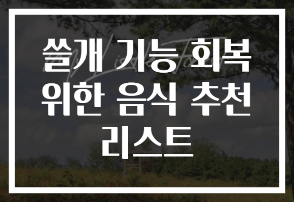 쓸개 기능 회복 위한 음식 추천 리스트