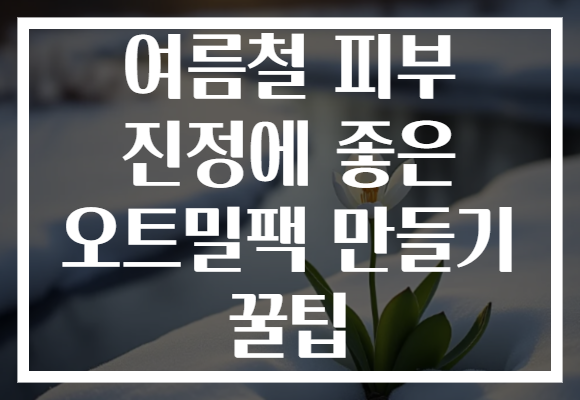 여름철 피부 진정에 좋은 오트밀팩 만들기 꿀팁