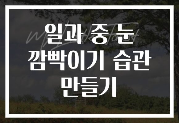 일과 중 눈 깜빡이기 습관 만들기
