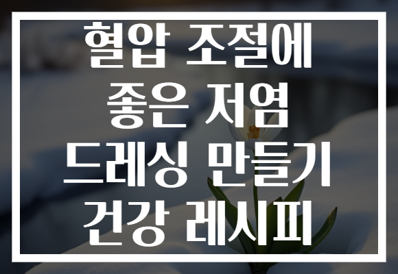 혈압 조절에 좋은 저염 드레싱 만들기 건강 레시피
