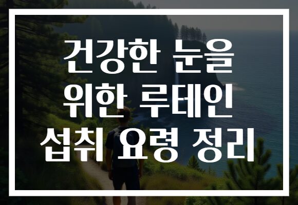 건강한 눈을 위한 루테인 섭취 요령 정리