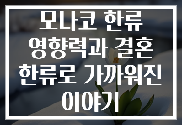 모나코 한류 영향력과 결혼 한류로 가까워진 이야기